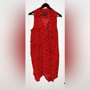 Maeve By Anthropologie Daisy Sleeveless Mini‎ Red Tunic Dress Women 12P Delicate